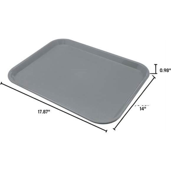 Large Cafeteria Tray 14x18 Fast Food Serving Tray Non Slip Stackable Black Poly - Picture 3 of 7